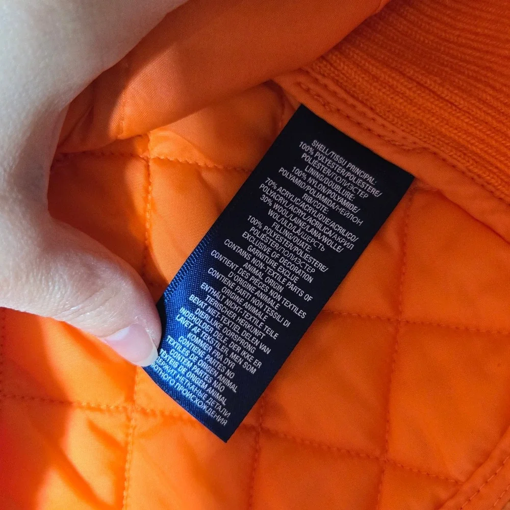 Ralph Lauren Kids Orange Challenge Quilted Equestrian Crest Vest 5 Preppy‎ Horse